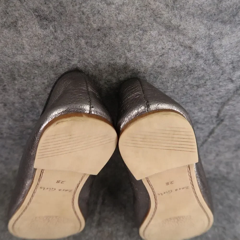 Zara Shoes Girls 28 Ballet Flats Fashion Metallic Embellished Toe Elastic Strap